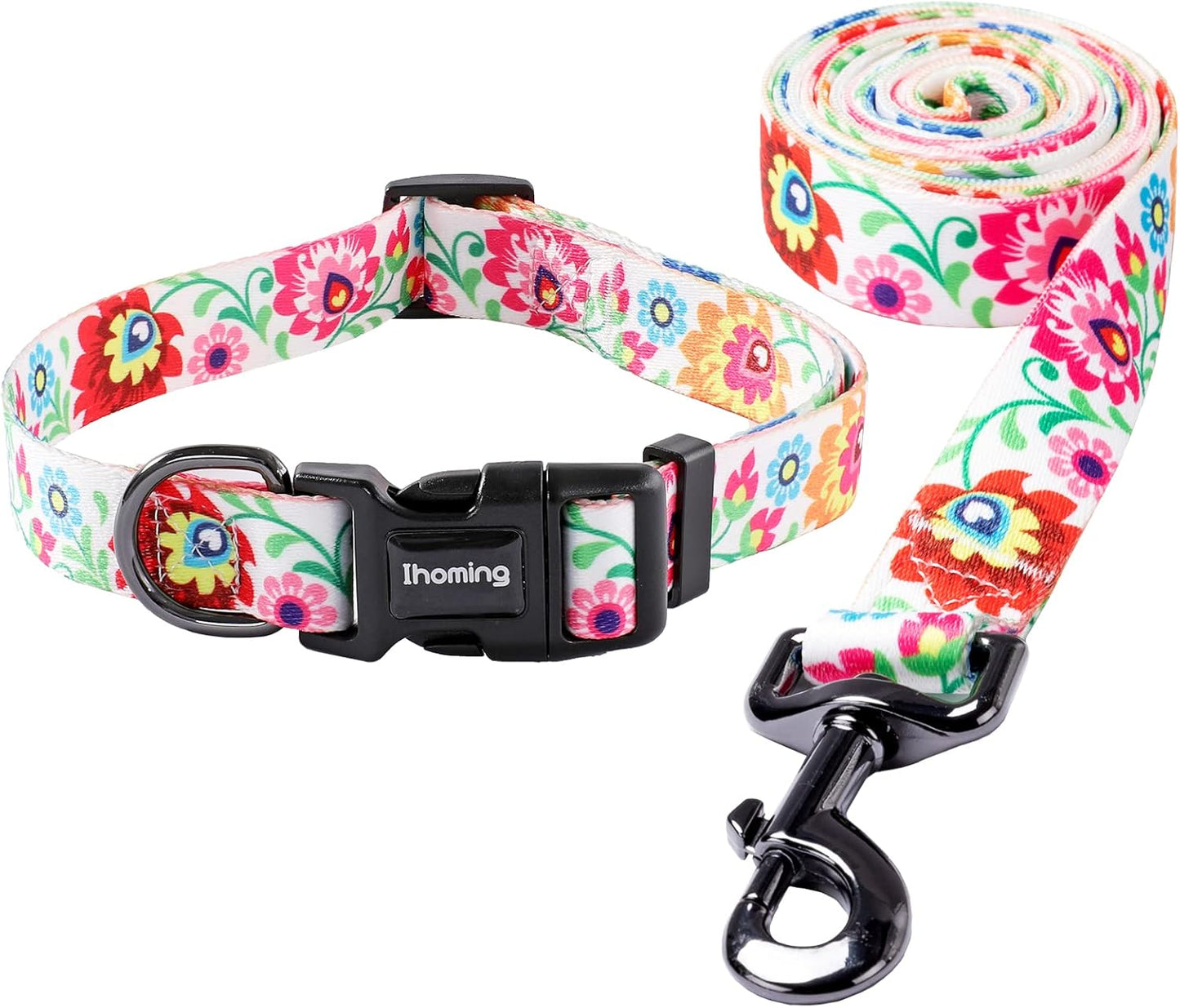 Ihoming Dog Collar and Leash Set for Daily Outdoor Walking Running Training, Space Design for Small Boys Girls Dogs Cats Pets, S-Up to 20LBS