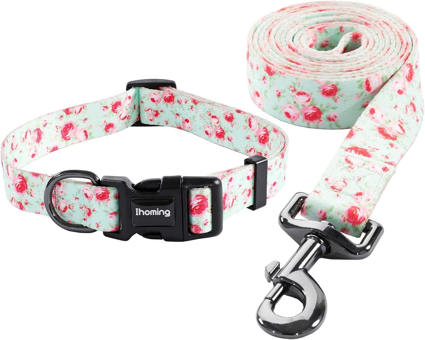Ihoming Dog Collar and Leash Set for Daily Outdoor Walking Running Training, Space Design for Small Boys Girls Dogs Cats Pets, S-Up to 20LBS