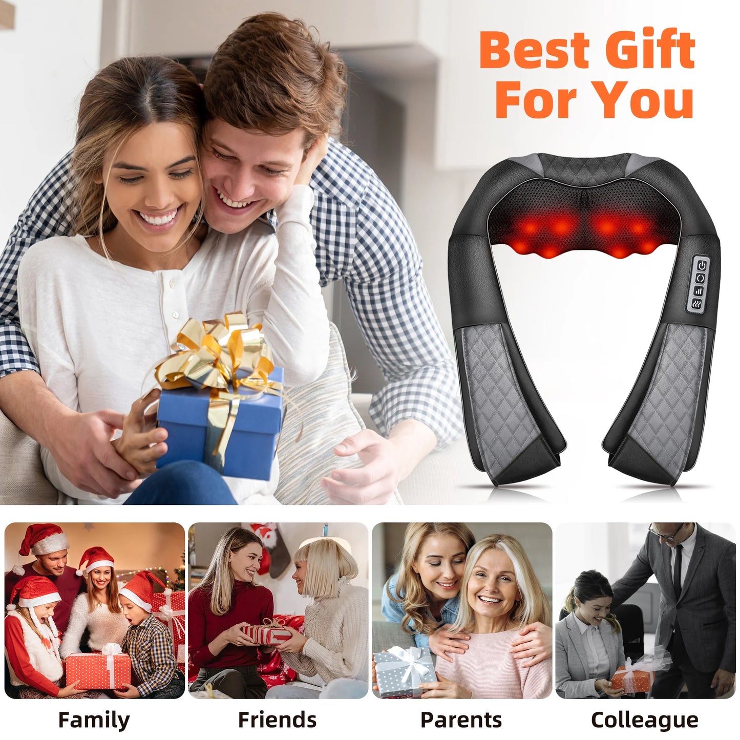 Neck and Back Massager with Heat, Shiatsu Shoulder Massager for Pain Relief Deep Tissue, Gifts for Women and Men Dad and Mom