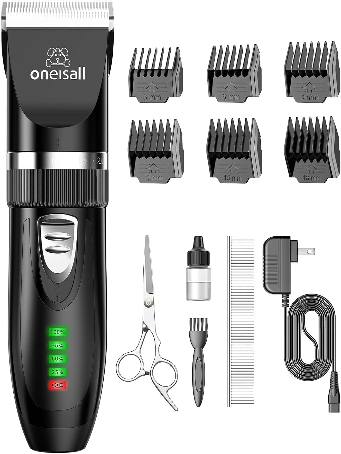 Oneisall Quiet Cat Clippers for Matted & Long Hair, 2-Speed Cordless Pet Shaver Grooming Kit for Cats, Small Dogs & Animals (Blue)