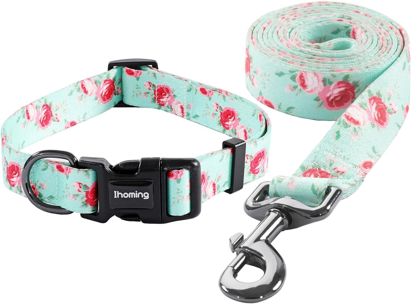 Ihoming Dog Collar and Leash Set for Daily Outdoor Walking Running Training, Space Design for Small Boys Girls Dogs Cats Pets, S-Up to 20LBS