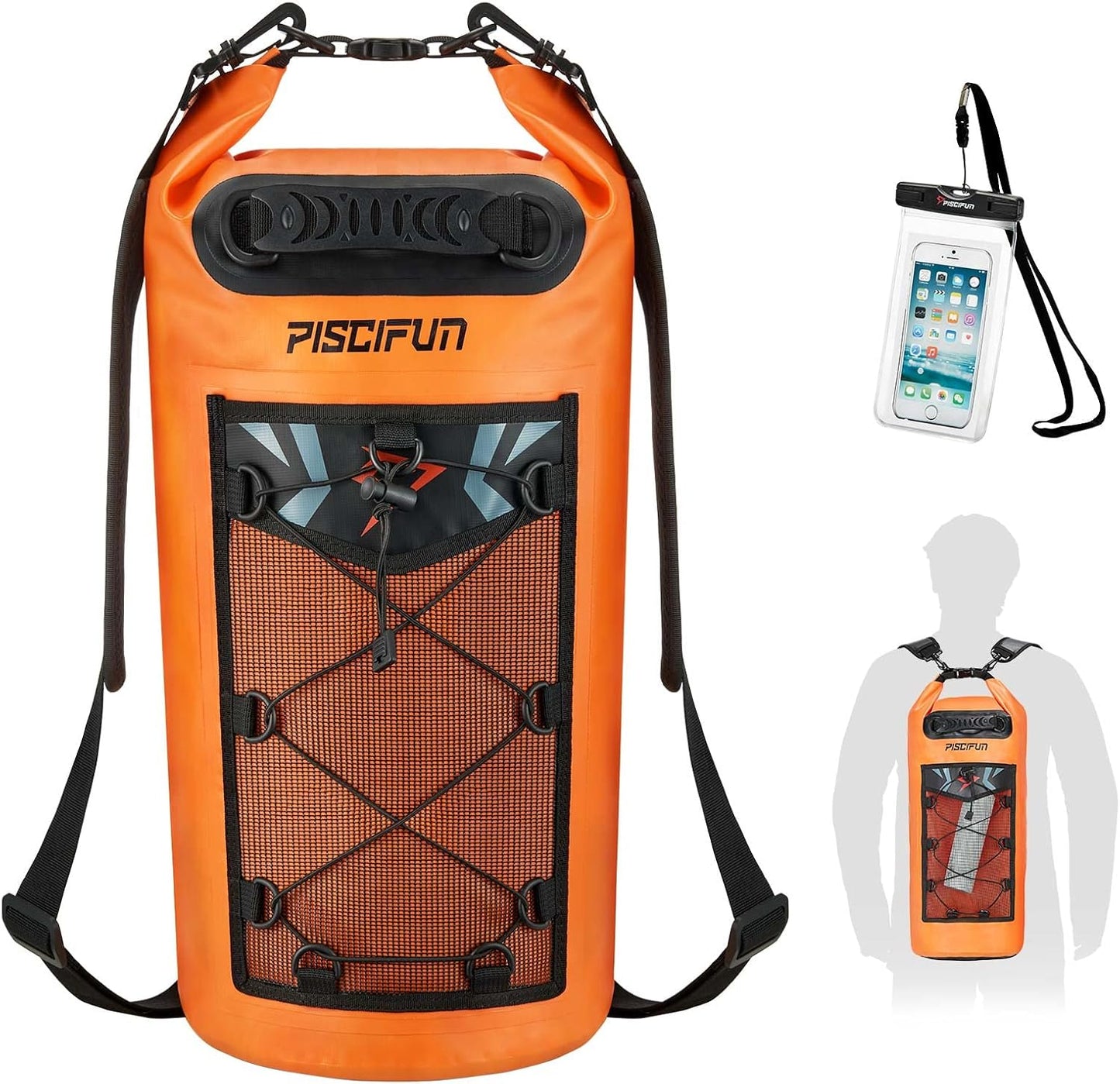 Piscifun Dry Bag, Waterproof Floating Backpack 5L/10L/20L/30L/40L with Waterproof Phone Case for Boating, Kayaking, Fishing