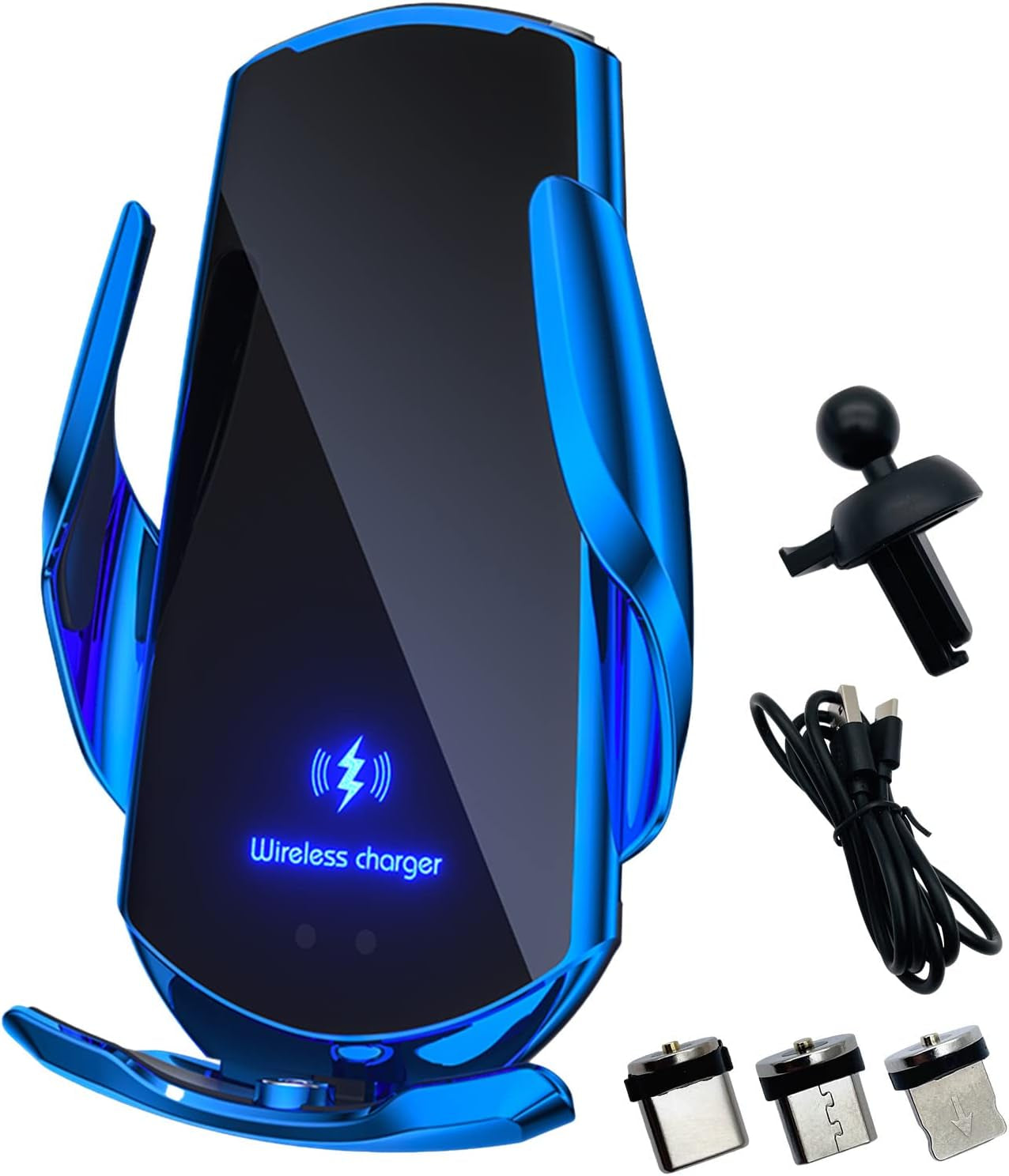 Wireless Car Charger Automotive Electric Induction 15W Wireless Charger Car Vent Mount Bracket Fast Charging Auto-Clamping Car Phone Holder Mount Air Vent Phone Holder Black…