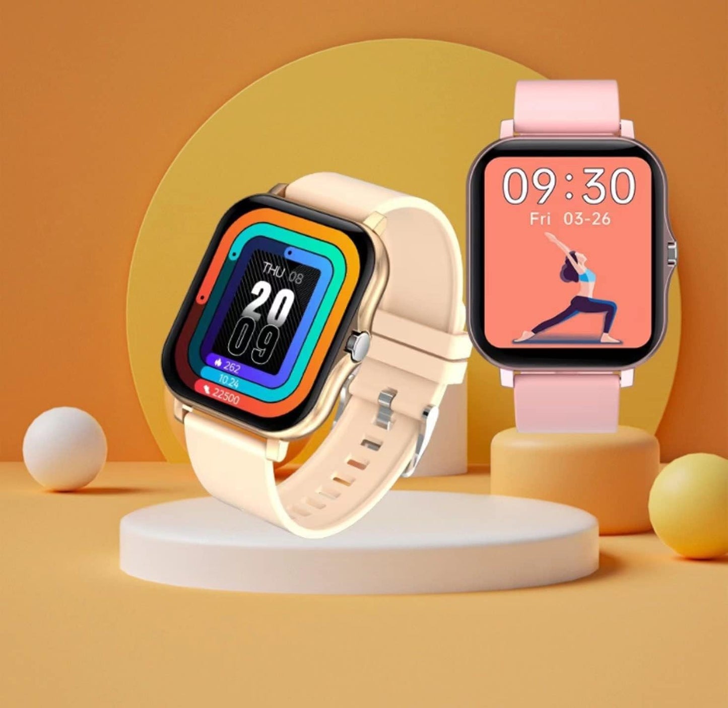 Smart Fitness Tracker Watch for Android/iOS - IP68 Waterproof, Heart Rate, Blood Oxygen, and Sleep Monitoring, 8 Sports Modes, Breath Training, Weather Updates - 1.69-Inch Display for Men and Women (Rose Gold)