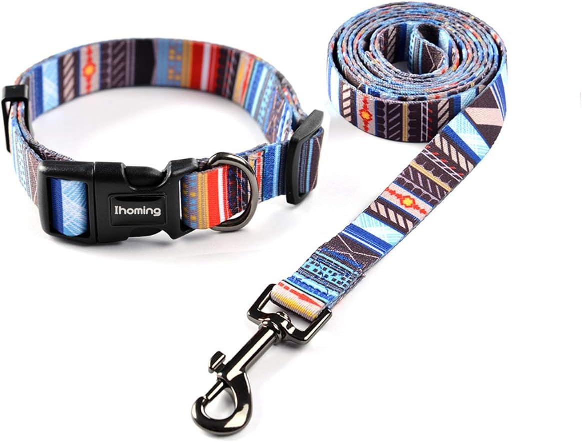 Ihoming Dog Collar and Leash Set for Daily Outdoor Walking Running Training, Space Design for Small Boys Girls Dogs Cats Pets, S-Up to 20LBS
