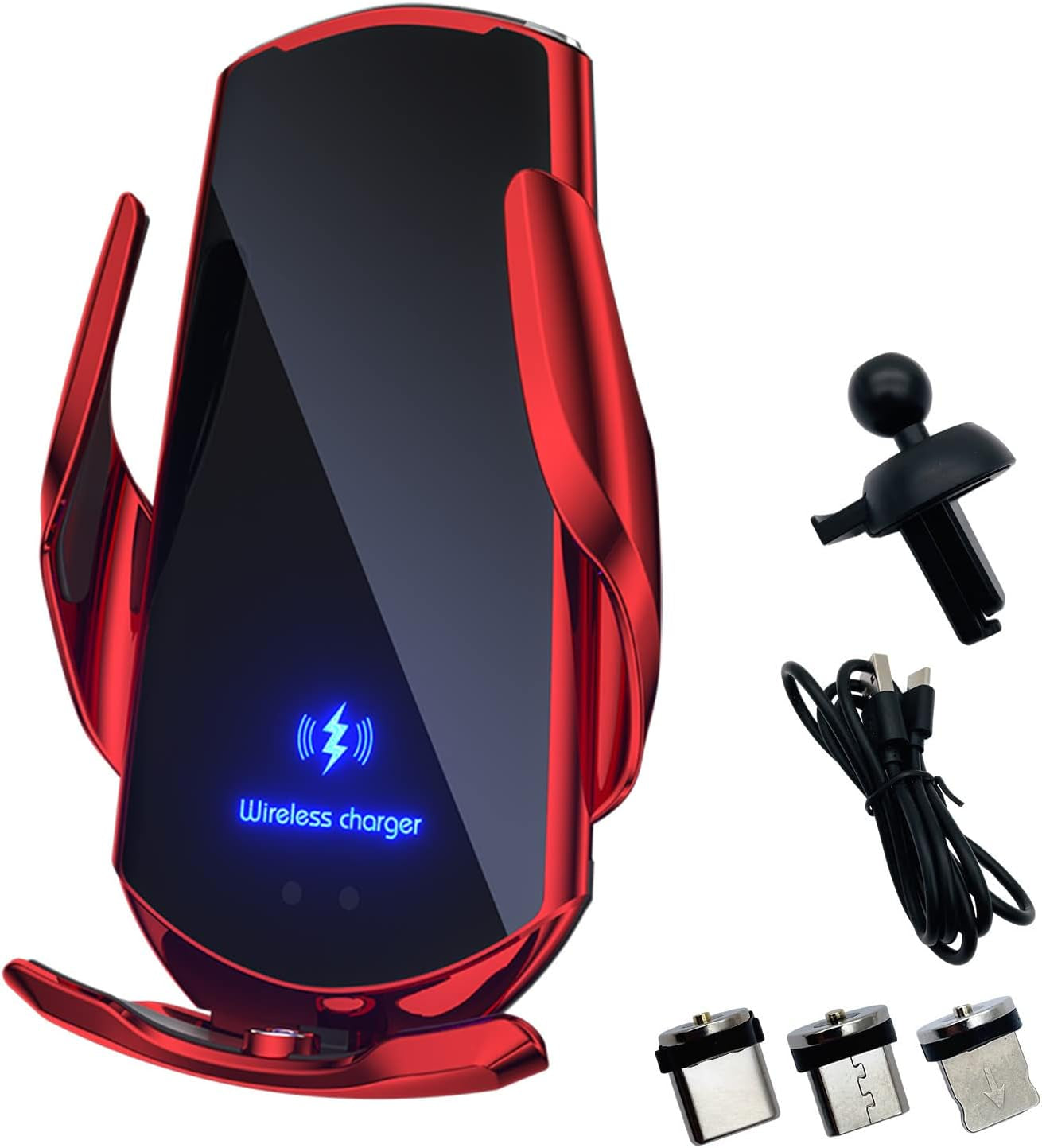 Wireless Car Charger Automotive Electric Induction 15W Wireless Charger Car Vent Mount Bracket Fast Charging Auto-Clamping Car Phone Holder Mount Air Vent Phone Holder Black…