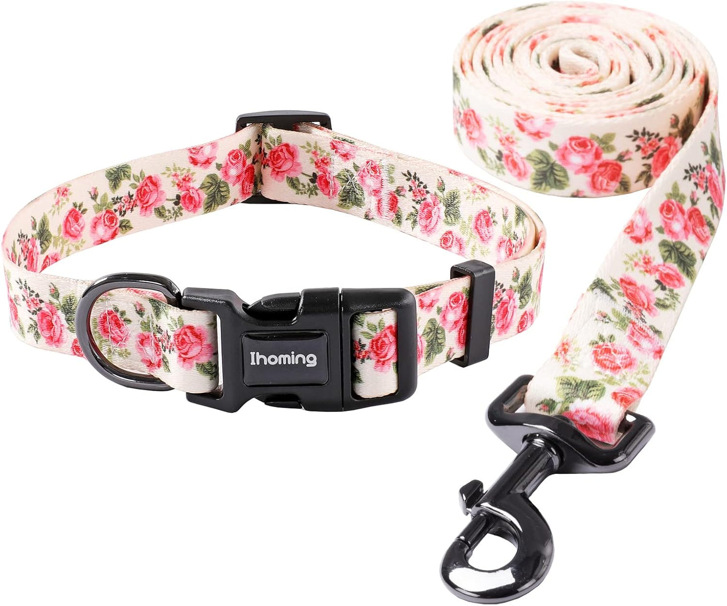 Ihoming Dog Collar and Leash Set for Daily Outdoor Walking Running Training, Space Design for Small Boys Girls Dogs Cats Pets, S-Up to 20LBS