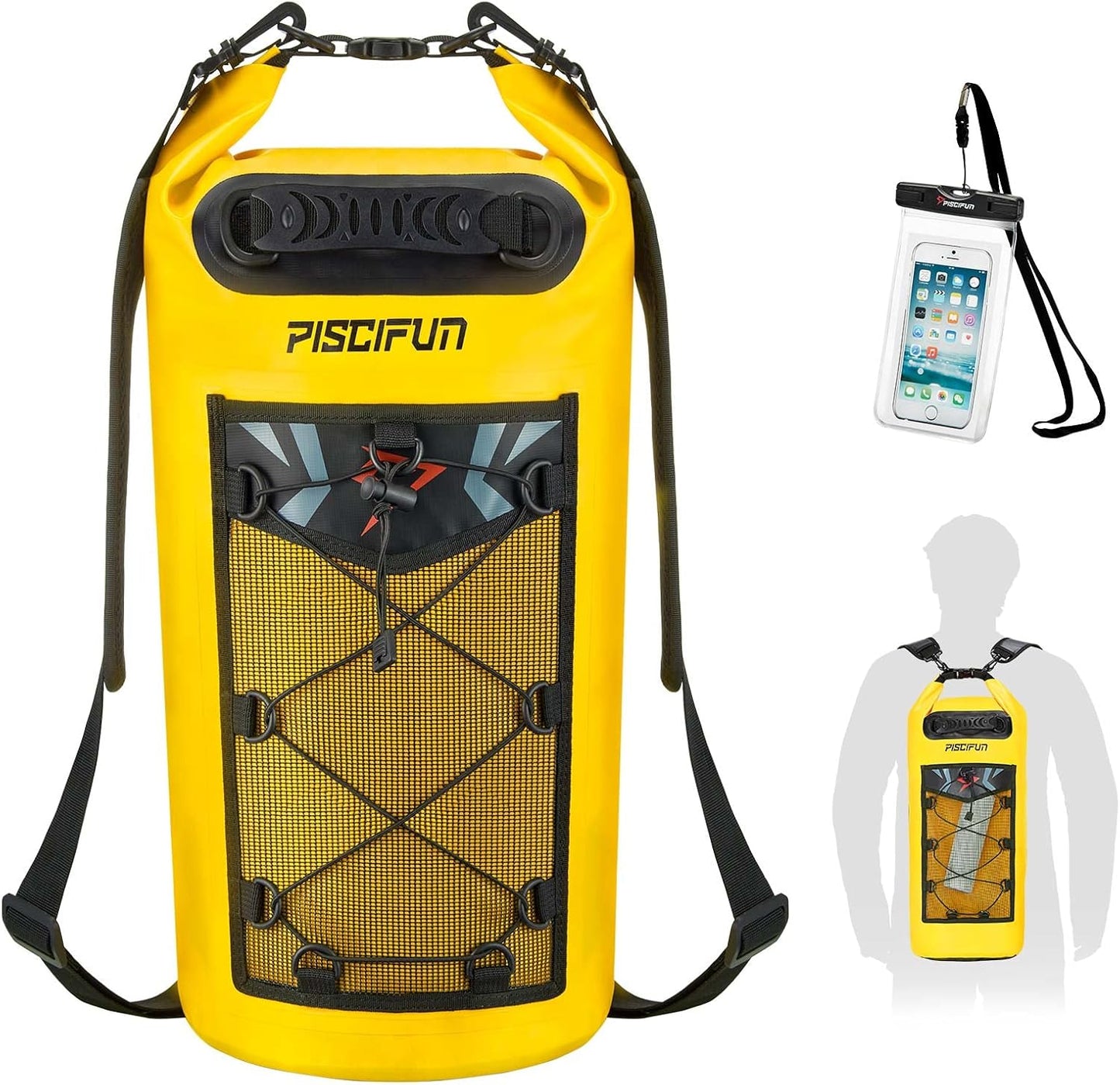 Piscifun Dry Bag, Waterproof Floating Backpack 5L/10L/20L/30L/40L with Waterproof Phone Case for Boating, Kayaking, Fishing