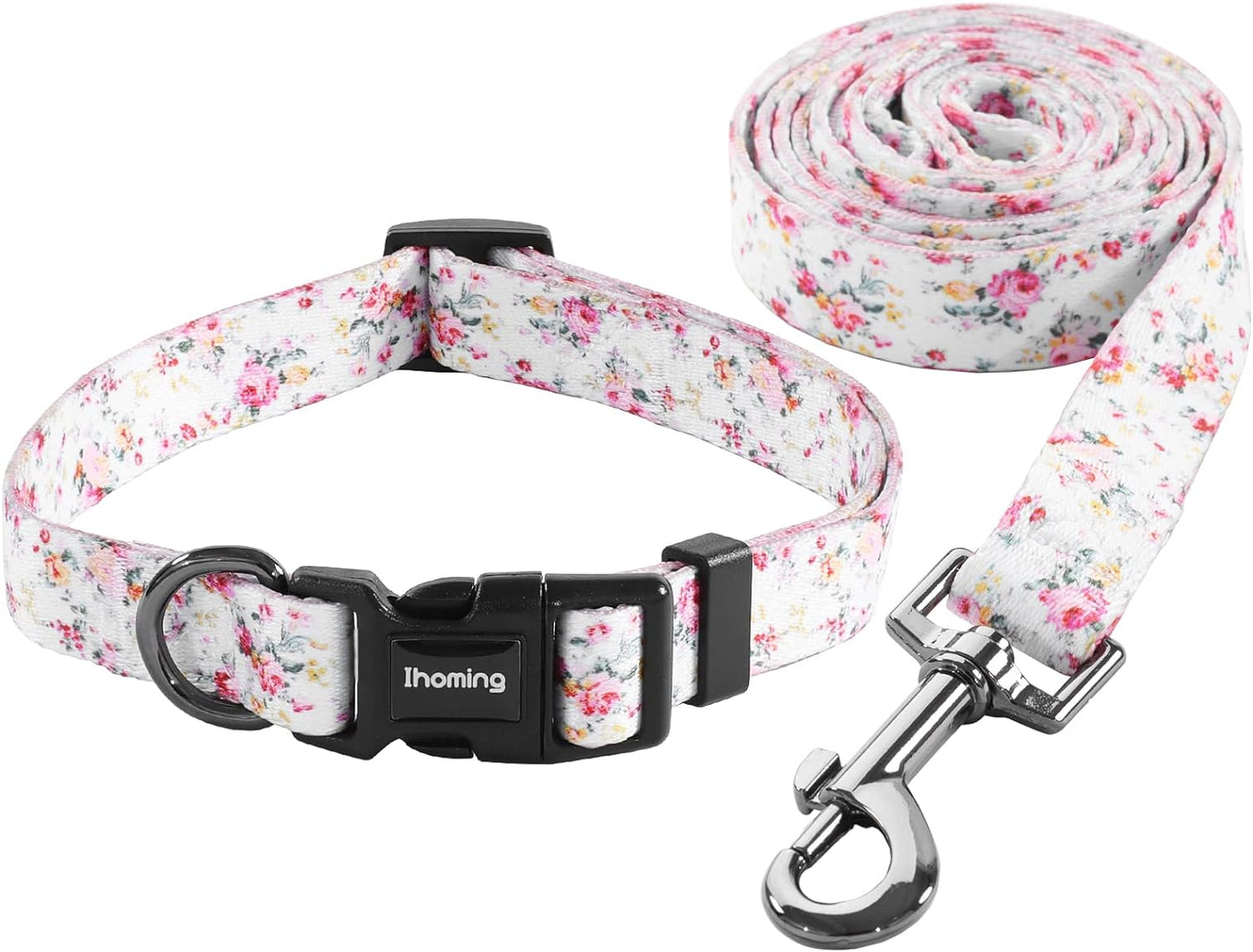 Ihoming Dog Collar and Leash Set for Daily Outdoor Walking Running Training, Space Design for Small Boys Girls Dogs Cats Pets, S-Up to 20LBS