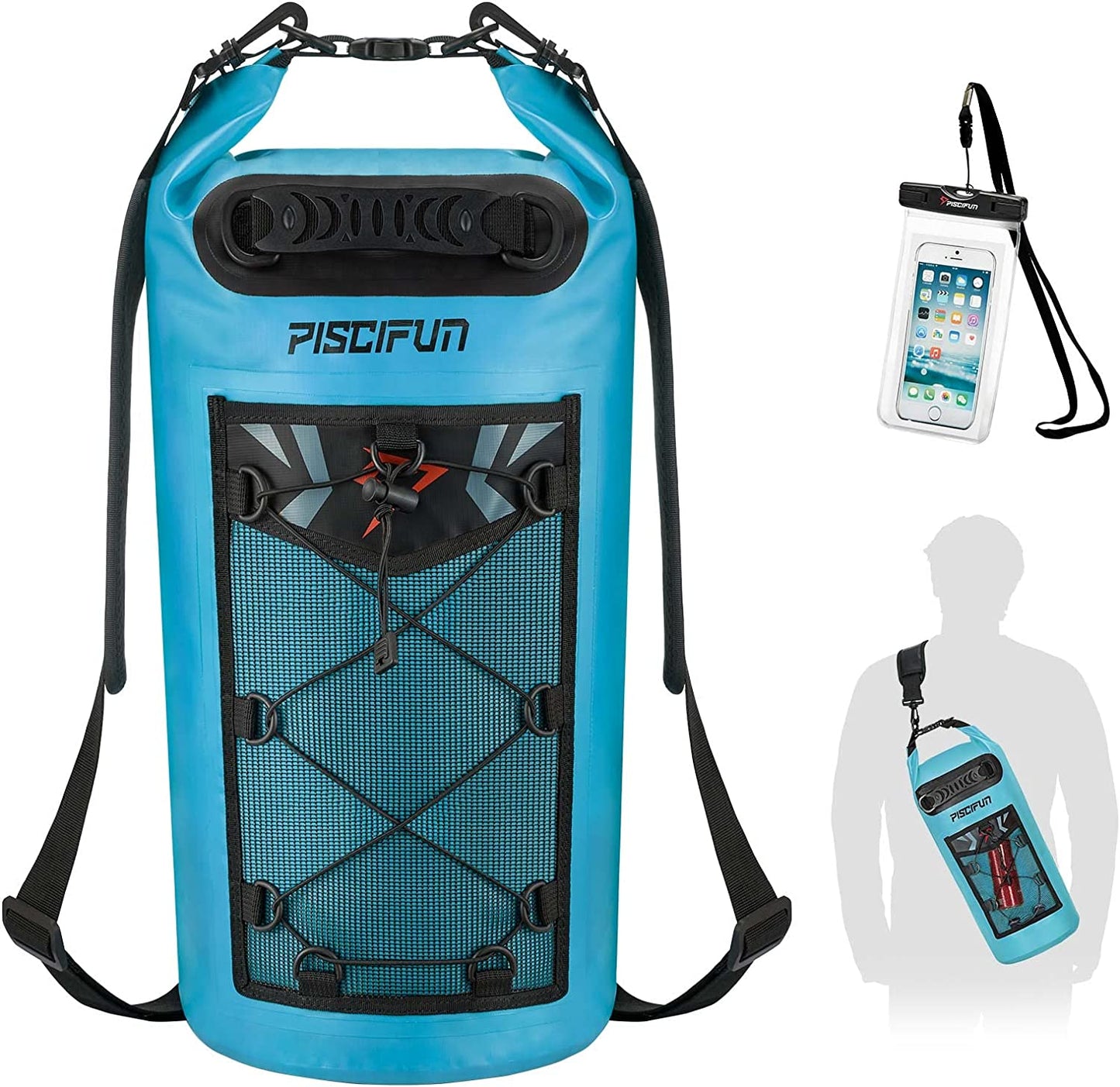 Piscifun Dry Bag, Waterproof Floating Backpack 5L/10L/20L/30L/40L with Waterproof Phone Case for Boating, Kayaking, Fishing
