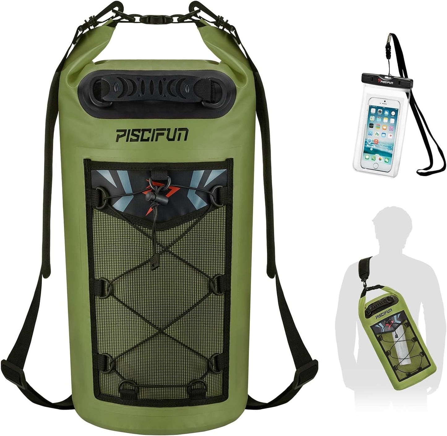Piscifun Dry Bag, Waterproof Floating Backpack 5L/10L/20L/30L/40L with Waterproof Phone Case for Boating, Kayaking, Fishing