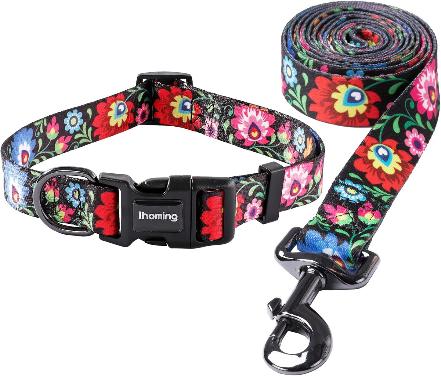 Ihoming Dog Collar and Leash Set for Daily Outdoor Walking Running Training, Space Design for Small Boys Girls Dogs Cats Pets, S-Up to 20LBS