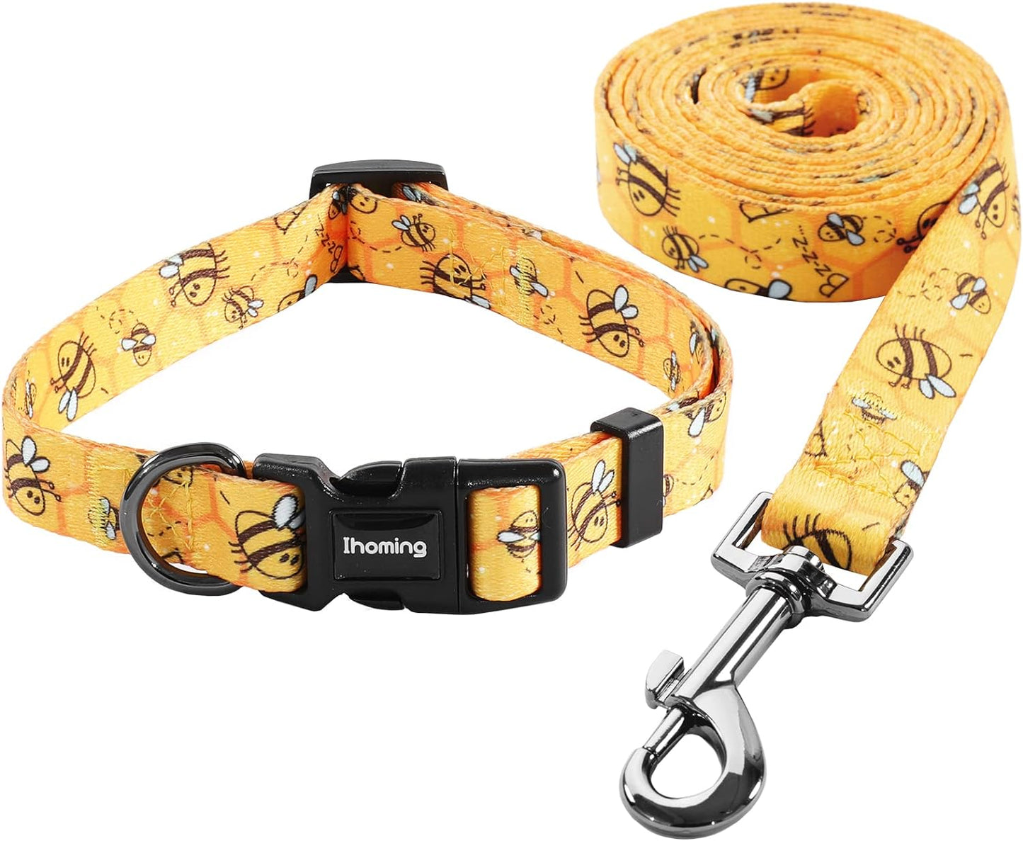 Ihoming Dog Collar and Leash Set for Daily Outdoor Walking Running Training, Space Design for Small Boys Girls Dogs Cats Pets, S-Up to 20LBS