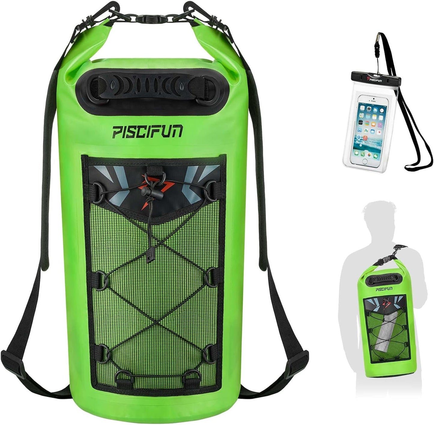 Piscifun Dry Bag, Waterproof Floating Backpack 5L/10L/20L/30L/40L with Waterproof Phone Case for Boating, Kayaking, Fishing
